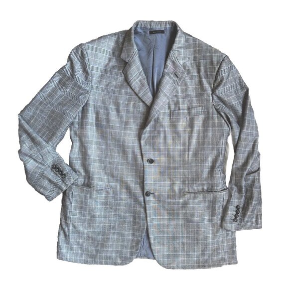 Brioni Lucca Black/Pearl/Blue Wool-Silk 2-Btn Ticket-Pocket Sportcoat Blazer 42R - Picture 1 of 14